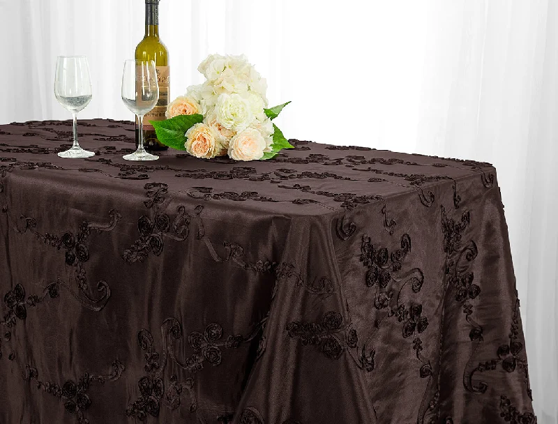 90"x156" Seamless Rectangular Ribbon Taffeta Tablecloth - Chocolate (1pc)