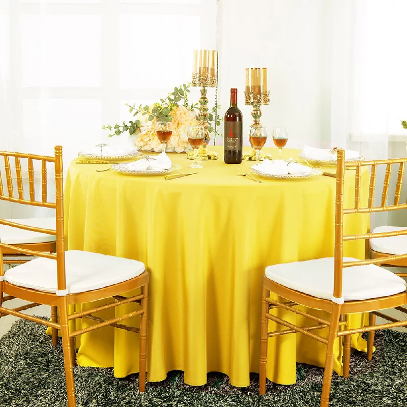 120" Seamless Round Polyester (220 GSM) Tablecloth - Canary Yellow (1pc)