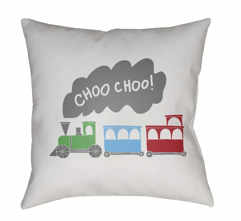 Nursery Choo Choo Decorative Green Throw Pillow