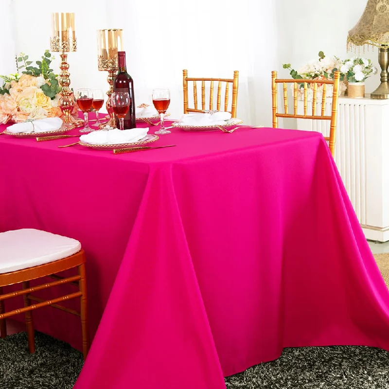 90"x132" Seamless Rectangular Polyester (220 GSM) Tablecloth - Fuchsia (1pc)