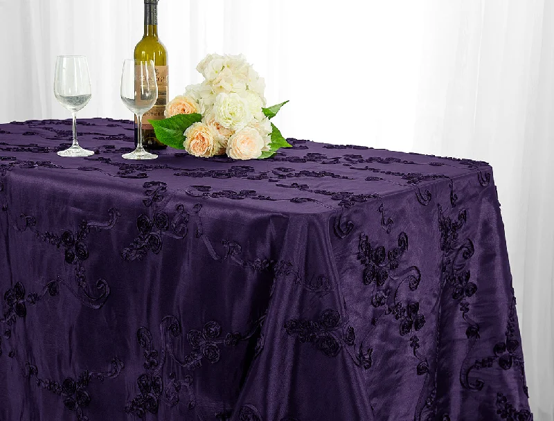 90"x132" Seamless Rectangular Ribbon Taffeta Tablecloth - Eggplant (1pc)