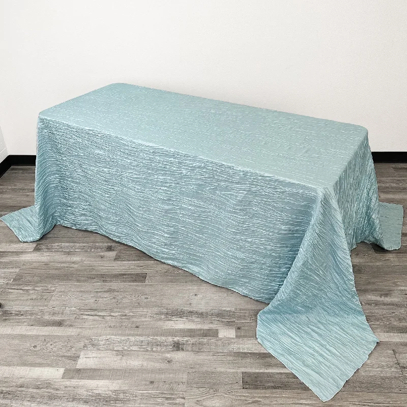 90 x 156 Inch Rectangular Crinkle Taffeta Tablecloth Dusty Blue