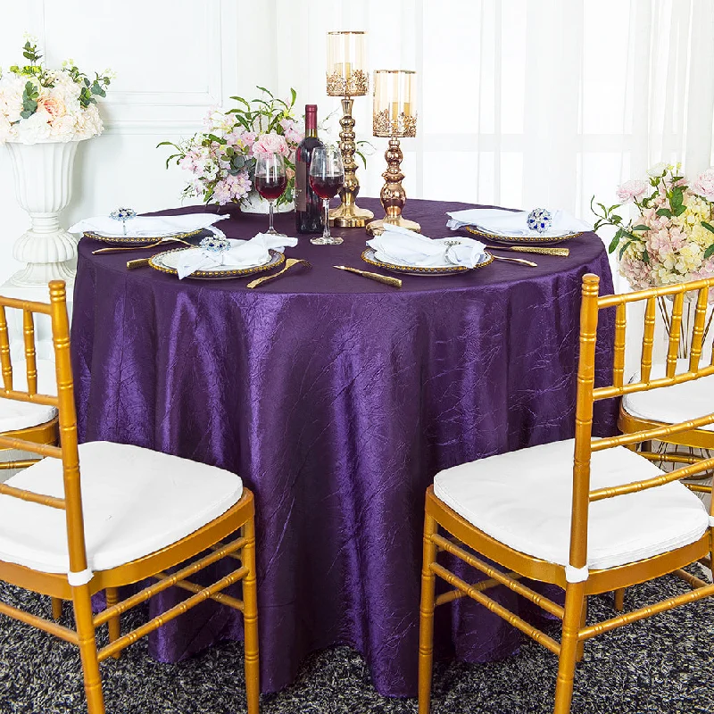 90" Seamless Round Crushed Taffeta Tablecloth - Eggplant (1pc)