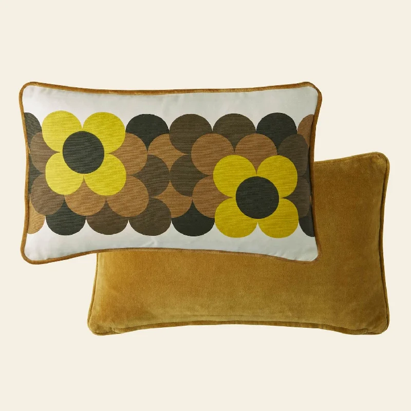 Retro Flower Stripe Cushion - Dune