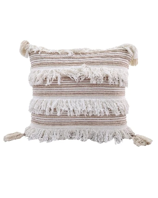 Fringed Cotton & Acrylic Cushion with Filler (45x45 CM)