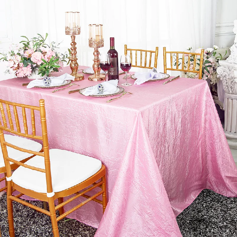 90"x156" Seamless Rectangular Crushed Taffeta Tablecloth - Pink (1pc)