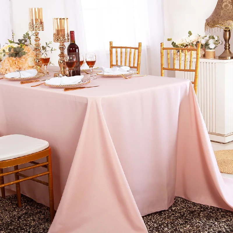 90"x156" Seamless Rectangular Polyester (220 GSM) Tablecloth - Blush Pink/Rose Gold (1pc)