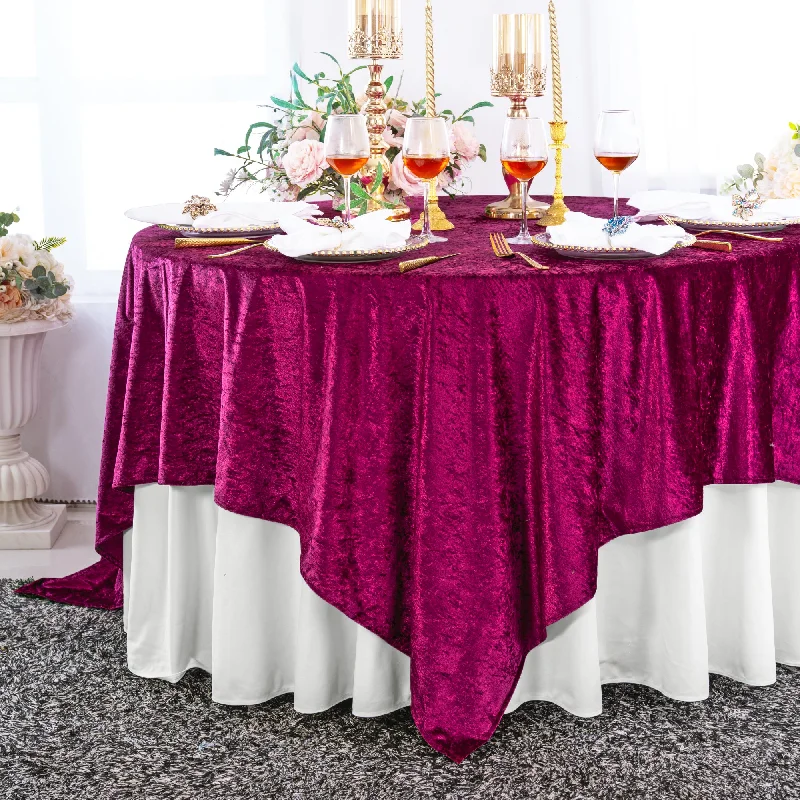 85"x85" Seamless Square Ice Crushed Velvet (200 GSM) Tablecloth/Table Overlay - Magenta/Azalea (1pc)