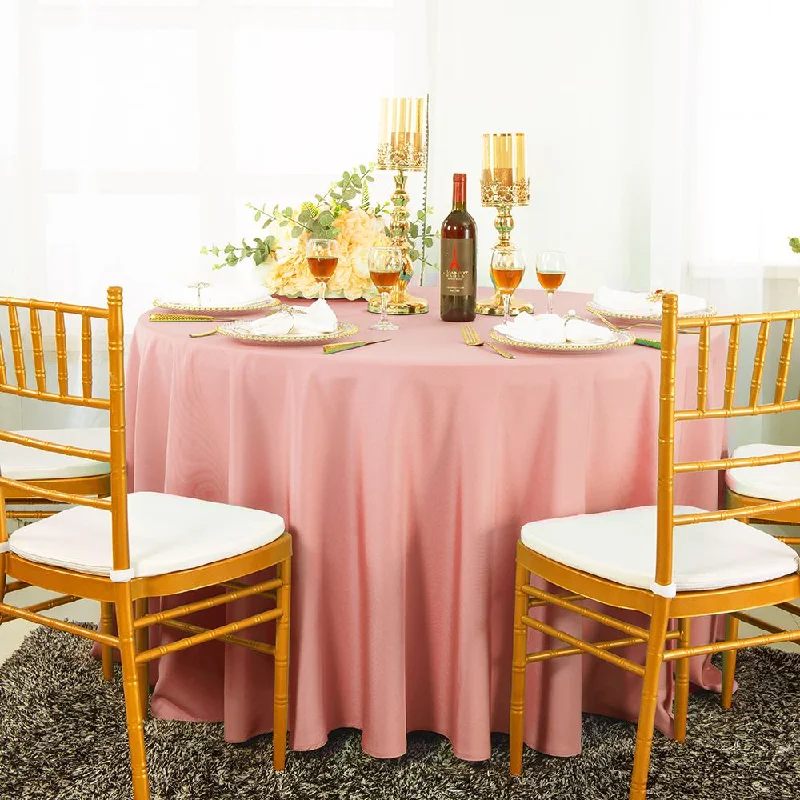 120" Seamless Round Polyester (220 GSM) Tablecloth - Rose Pink (1pc)