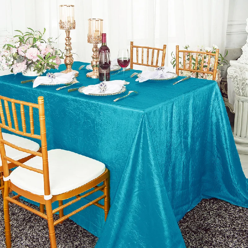 90"x132" Seamless Rectangular Crushed Taffeta Tablecloth - Turquoise (1pc)