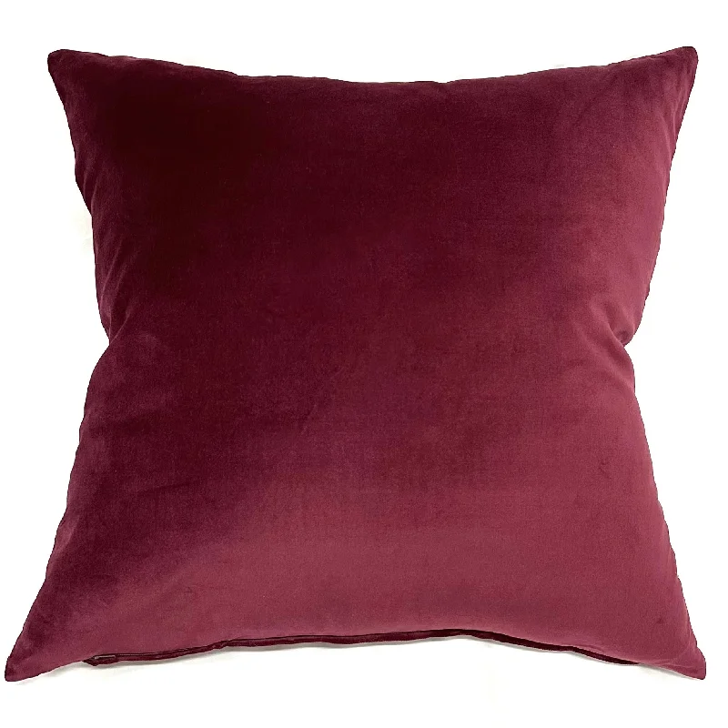 Burgundy Contemporary Solid Velveteen Pillow Cover