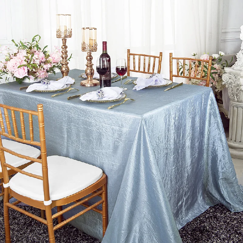 90"x132" Seamless Rectangular Crushed Taffeta Tablecloth - Dusty Blue (1pc)