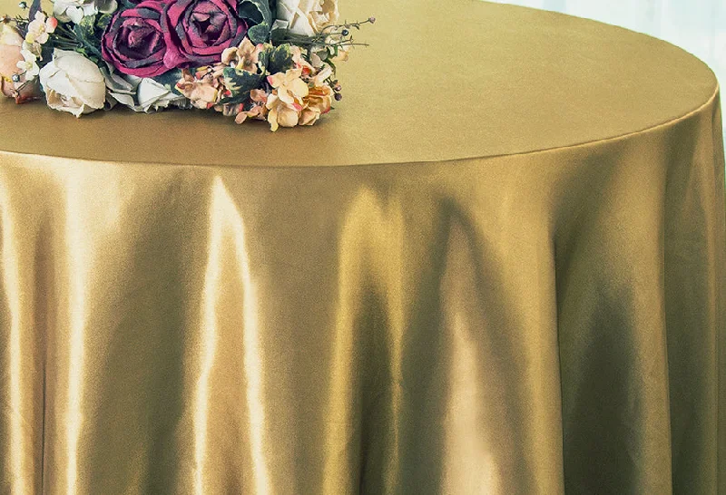 108" Seamless Round Satin Tablecloth - Antique Gold (1pc)