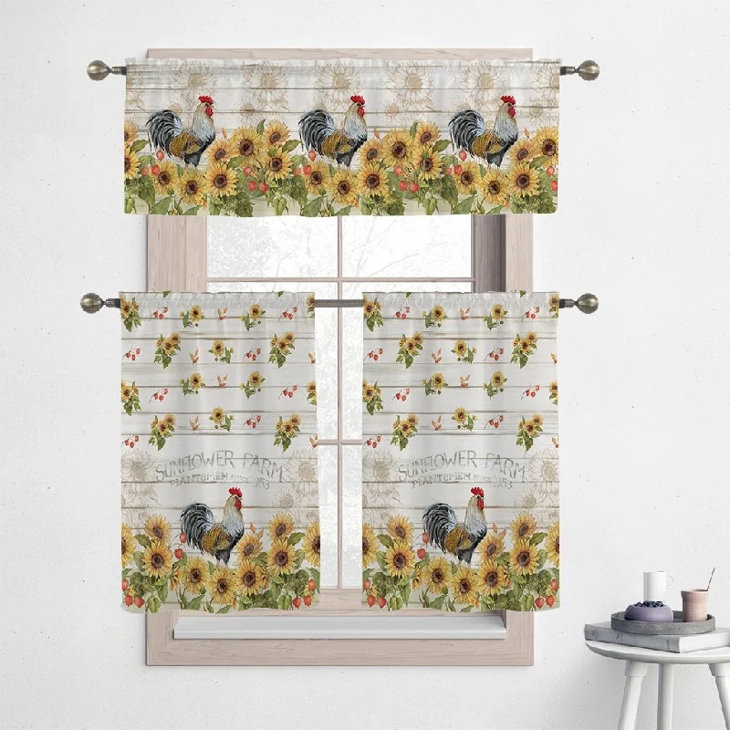 Laural Home Sunflower Farm 36" Kitchen Curtain Valance and Tiers Set