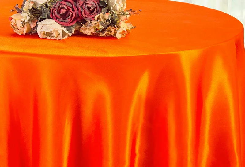 120" Seamless Round Satin Tablecloth - Orange (1pc)