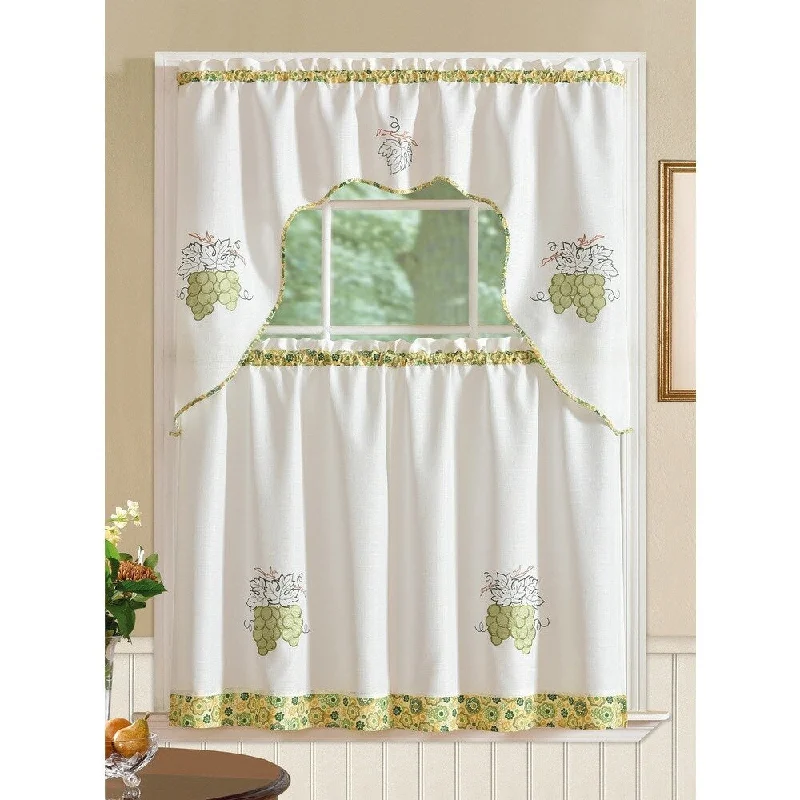 RT Designers Collection Grand Grapes Embroidered Curtain Tier Set