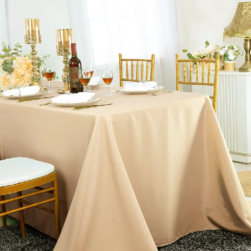 72"x120" Seamless Rectangular Polyester (220 GSM) Tablecloth - Champagne (1pc)