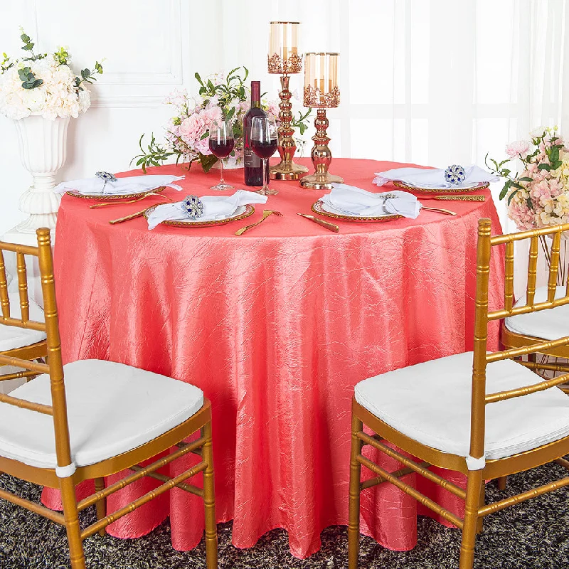 90" Seamless Round Crushed Taffeta Tablecloth - Coral (1pc)