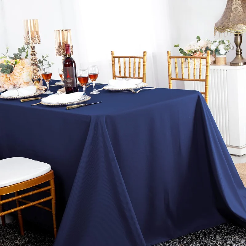 90"x156" Seamless Rectangular Polyester (220 GSM) Tablecloth - Navy Blue (1pc)