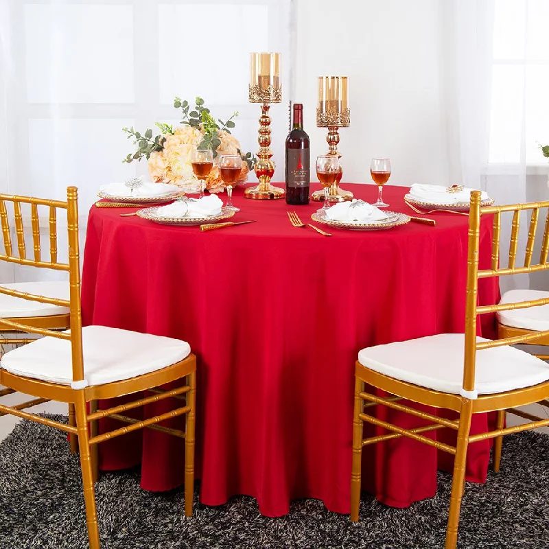 120" Seamless Round Polyester (220 GSM) Tablecloth - Red (1pc)