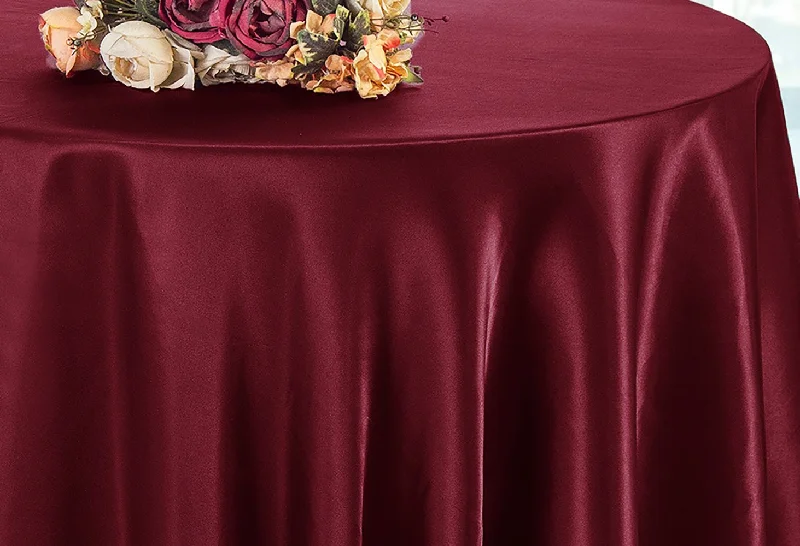 132" Round Heavy Duty Satin Tablecloth - Burgundy (1pc)