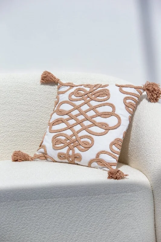 Knotted Cotton Cushion With fringes (45x45 CM)