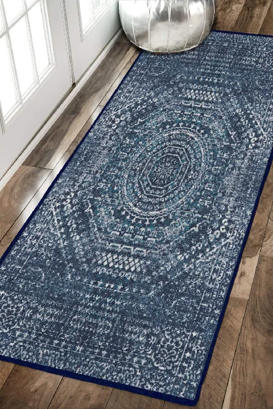 Status 3D Printed Perfect Home Rugs Carpet for Living Area | Rug and Carpet for Bedroom |Rug and Carpet for Dining Table Rug Floor Carpet with Anti Slip Backing (22 x 55, Navy Blue)