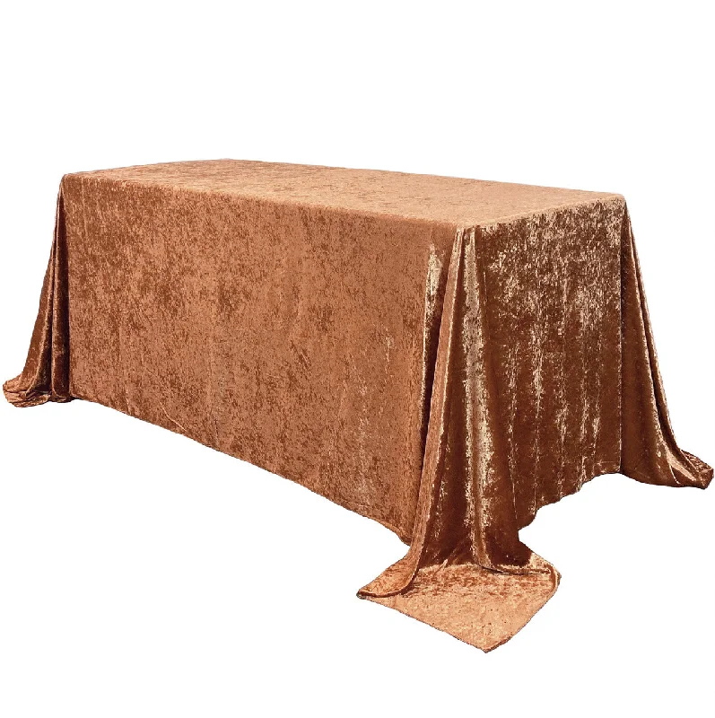 90 x 132 Inch Rectangular Crushed Velvet Tablecloth Terracotta