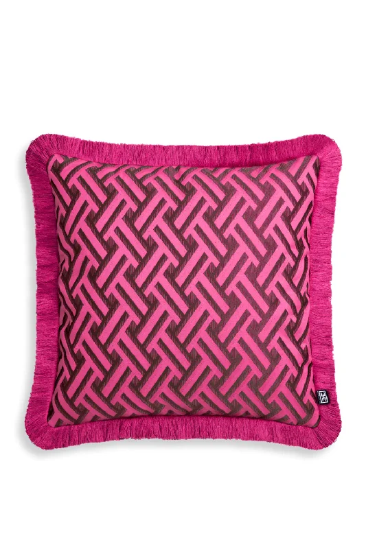 Dark Pink Fringed Cushion | Eichholtz Doris