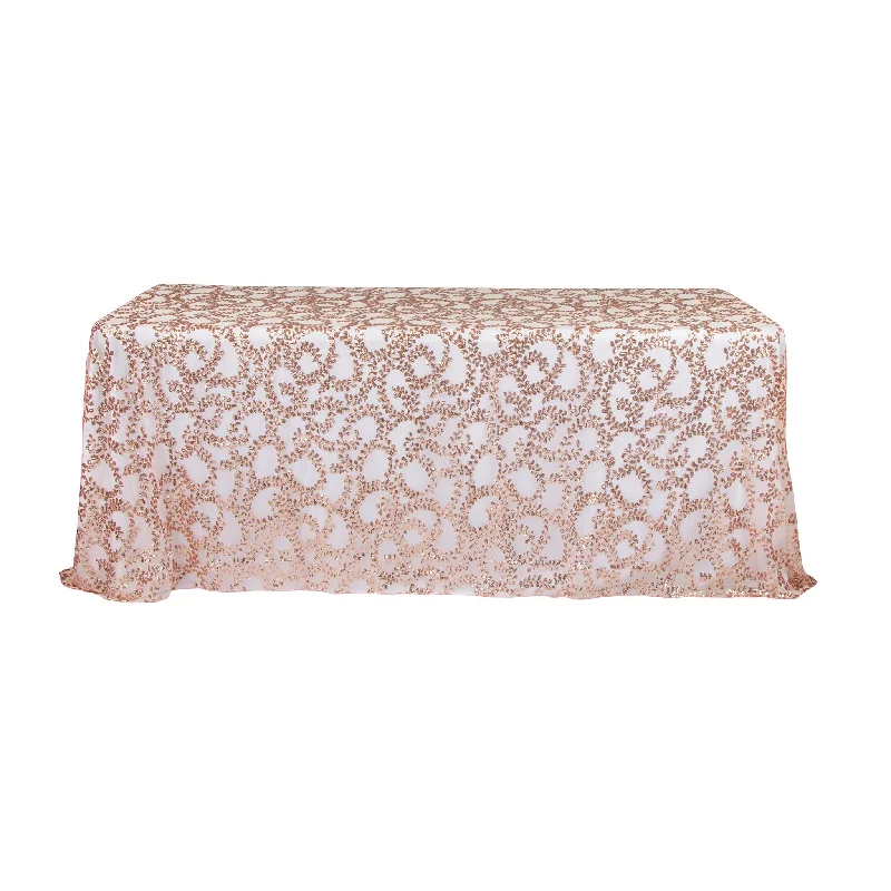 Sequin Vine Tablecloth Overlay 90"x156" Rectangle  - Blush/Rose Gold