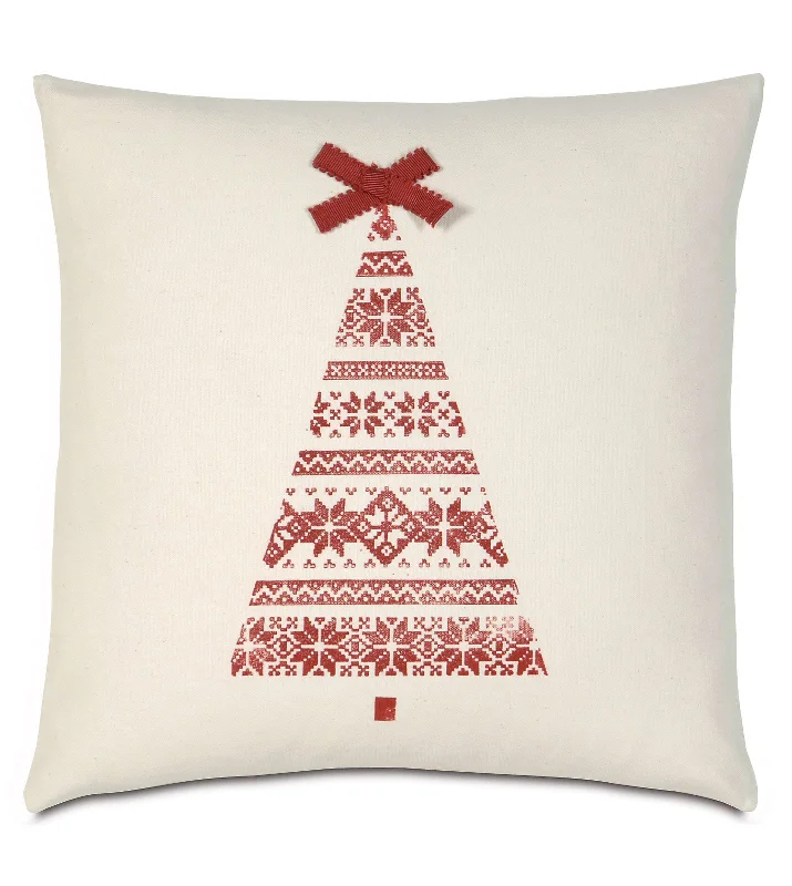 Nordic Holidays Christmas Tree Throw Pillow Cover 18x18