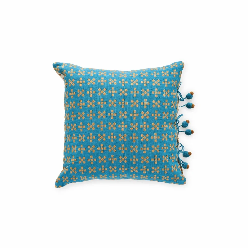 Taara Cushion - Teal and Cream