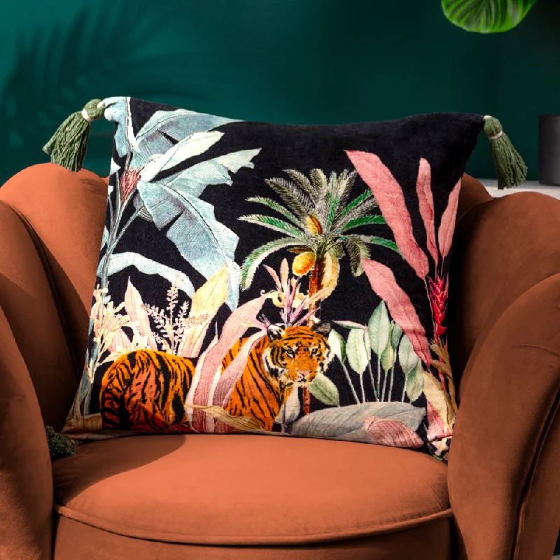 Midnight Jungle Cushion Noir