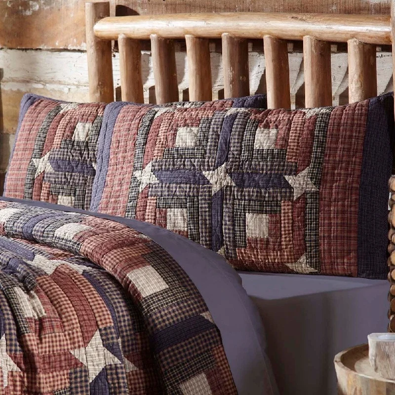 Red Rustic Bedding VHC Parker Sham Cotton Star Patchwork