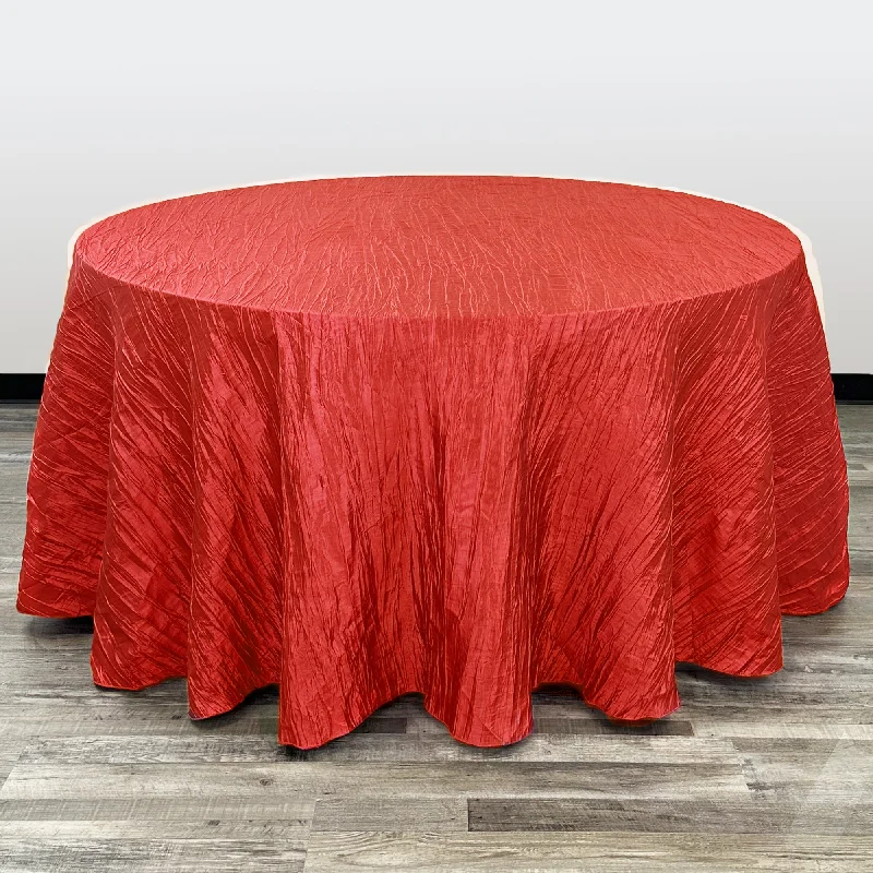 132 inch Crinkle Taffeta Round Tablecloth Red