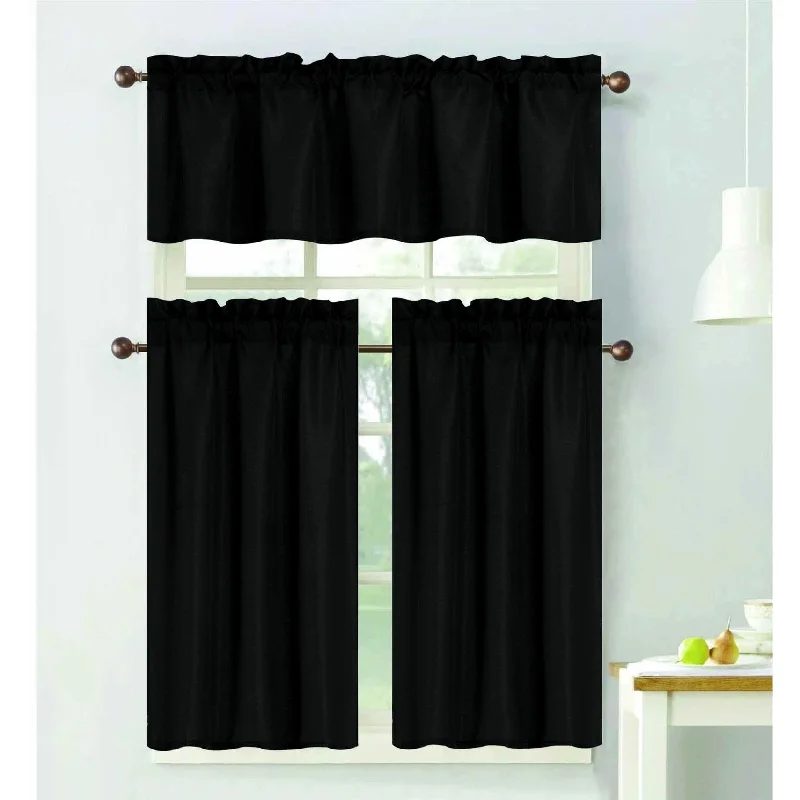 Gibson Light Filtering Kitchen Curtain Set with Valance and Tiers