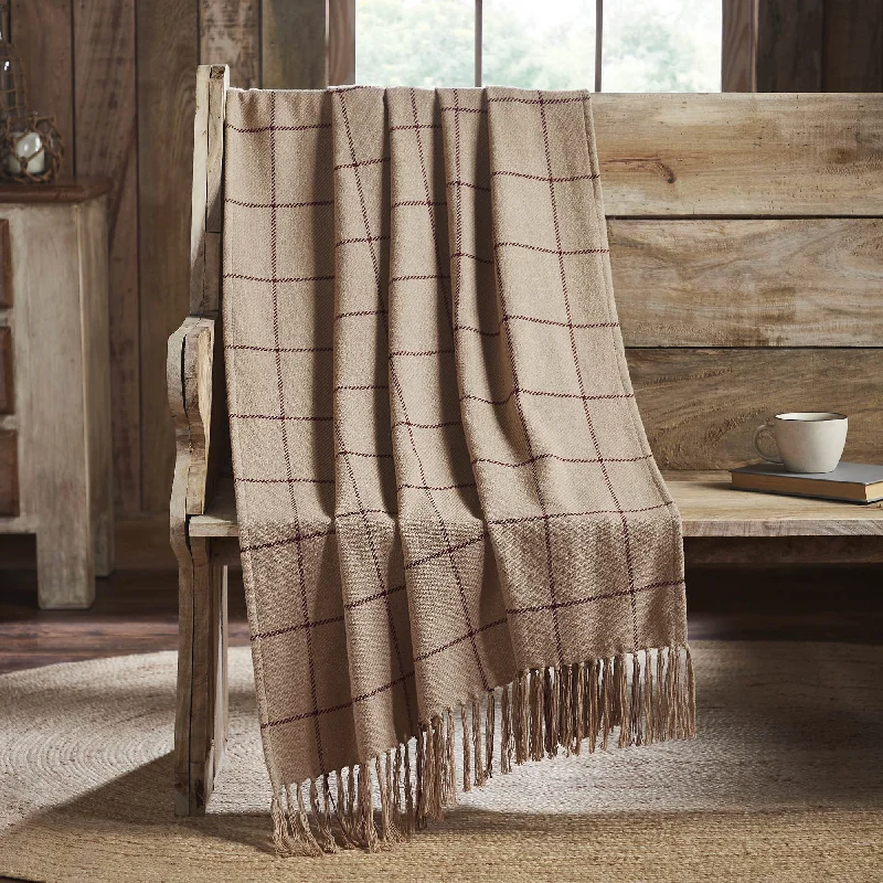 Connell Burgundy Windowpane Woven Throw 50"x60" VHC Brands