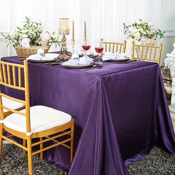 72"x120" Seamless Rectangular Satin Tablecloth - Eggplant (1pc)