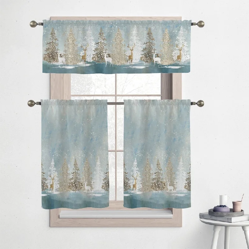 Laural Home Winter Wonderland 36" Kitchen Curtain Valance and Tier Set