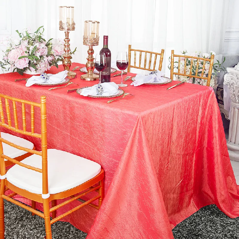 90"x132" Seamless Rectangular Crushed Taffeta Tablecloth - Coral (1pc)