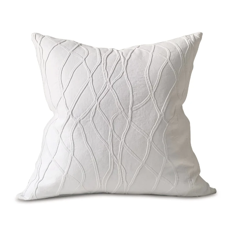 White Textured Wave Throw Pillow Cover 22x22