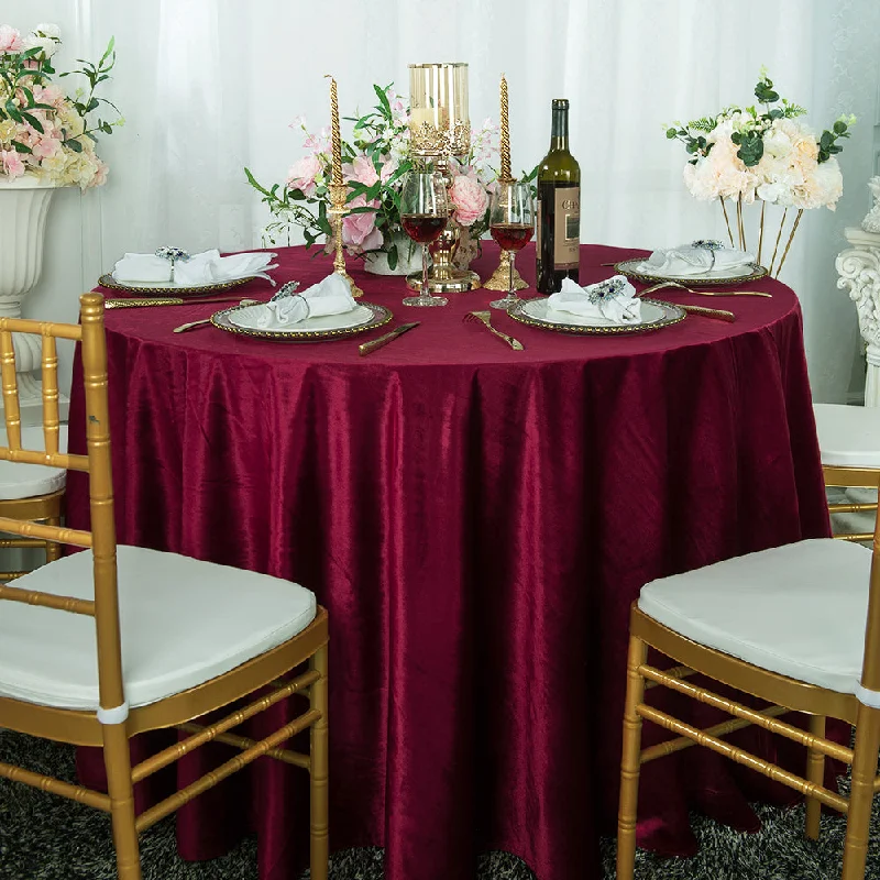 120" Round Seamless Italian Velvet Tablecloth - Burgundy (1pc)