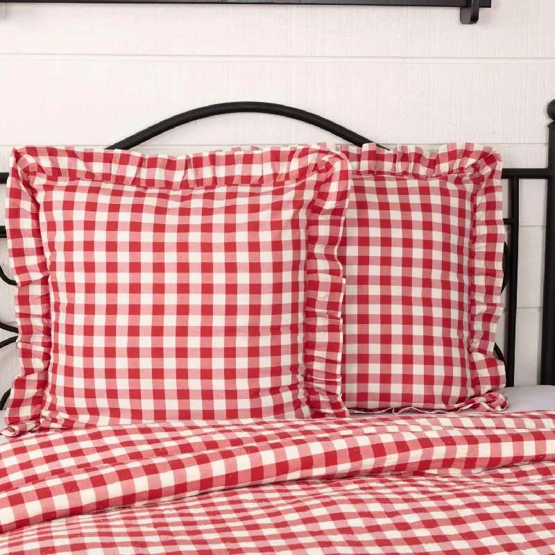 Annie Buffalo Red Check Fabric Euro Sham 26x26 VHC Brands