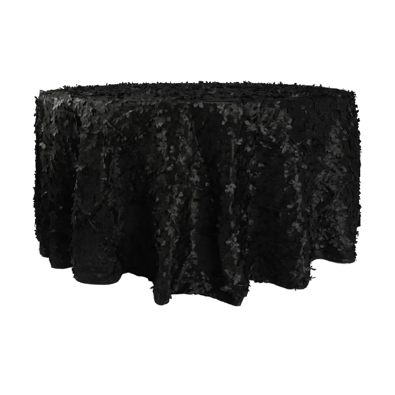 Flower Petal Taffeta Round 120" Tablecloth - Black