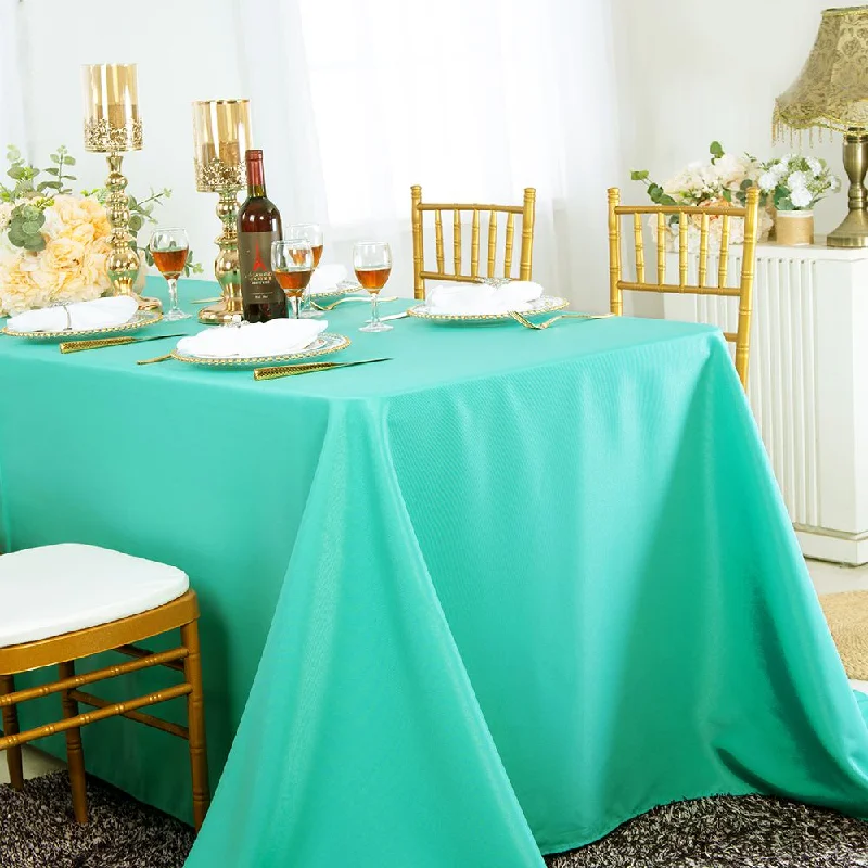 90"x132" Seamless Rectangular Polyester (220 GSM) Tablecloth - Tiff Blue/Aqua Blue (1pc)