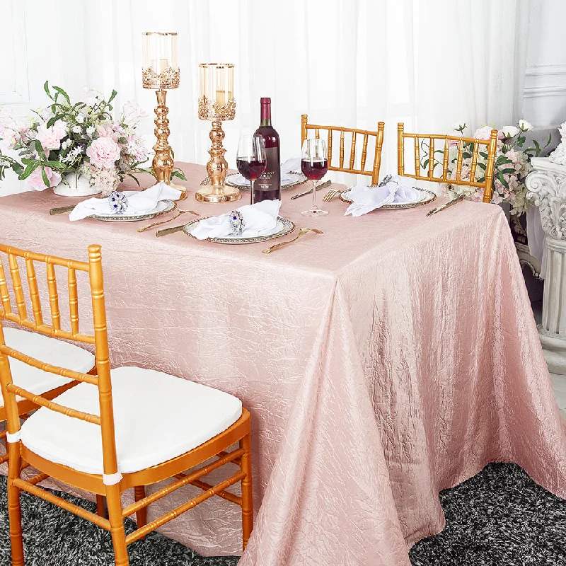 90"x132" Seamless Rectangular Crushed Taffeta Tablecloth - Blush Pink/Rose Gold (1pc)