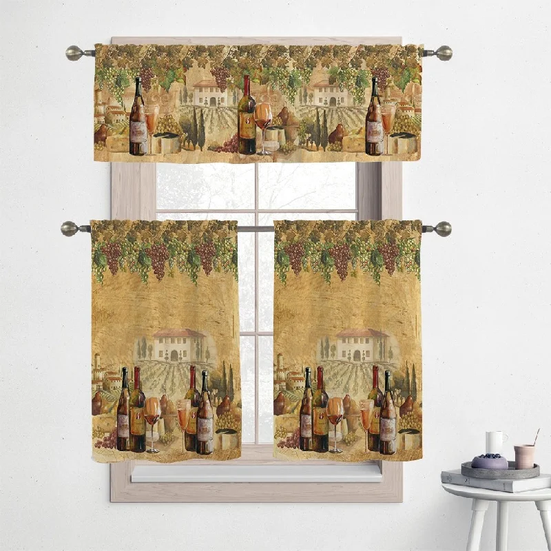 Laural Home Tuscan Spirits 36" Kitchen Curtain Valance and Tiers Set