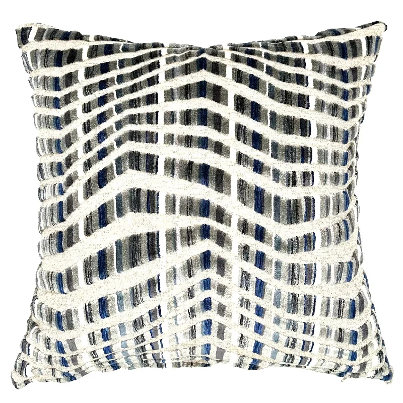 Wavy Blue Modern Textured Throw Pillow Cover 20x20