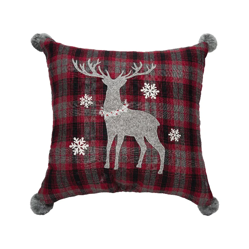 Frosty Deer Plaid Pillow