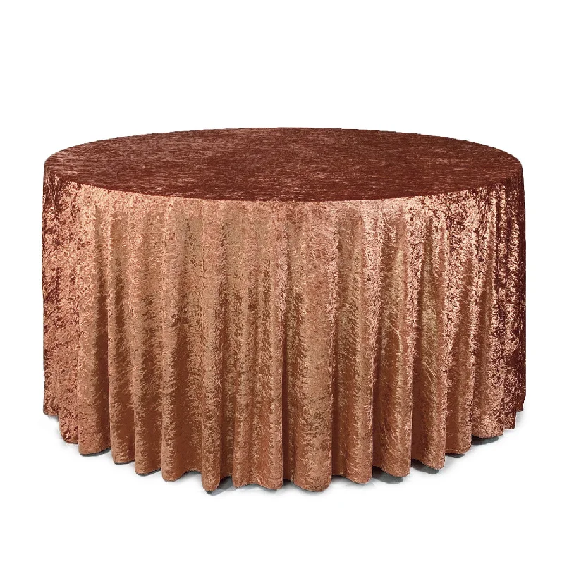 120 Inch Round Crushed Velvet Tablecloth Terracotta